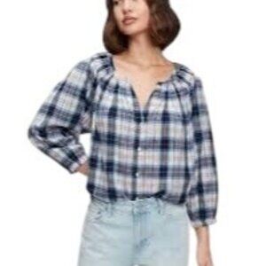 Women's Gap Plaid Peasant Top, size small